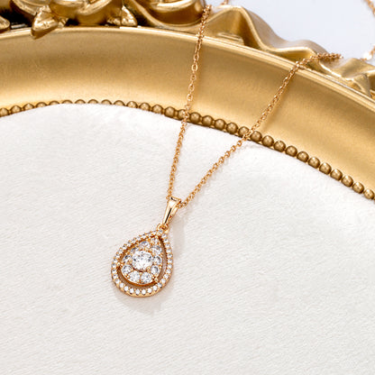 Collier pendentif goutte pavé diamants