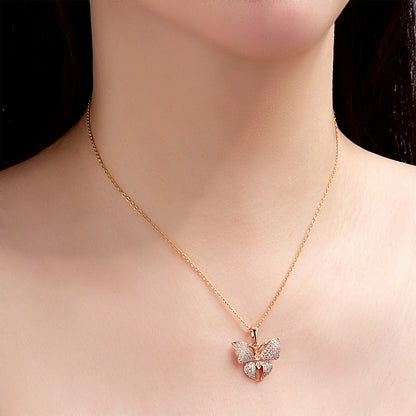 Collier papillon pavé strass doré