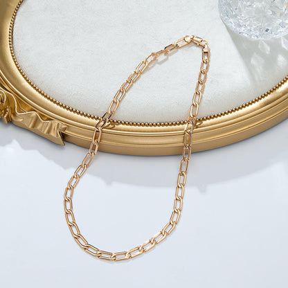 Collier chaîne maillons rectangulaires dorés