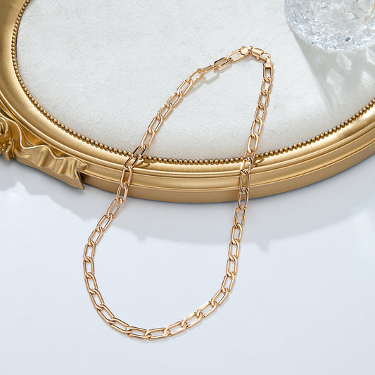 Collier chaîne maillons rectangulaires dorés