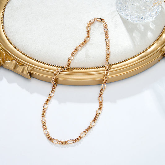 Collier chaîne figaro dorée alternée