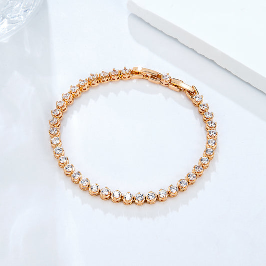 Bracelet tennis diamants dorés éclatants
