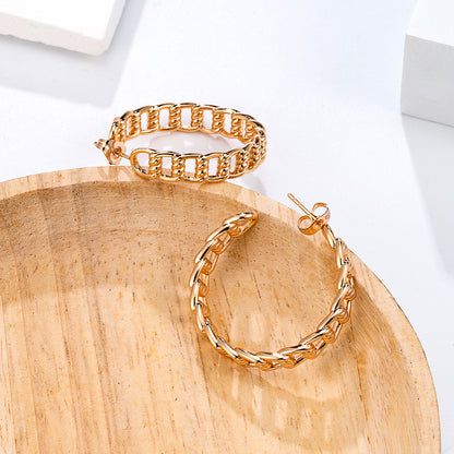 Parure créoles bracelet chaîne dorée